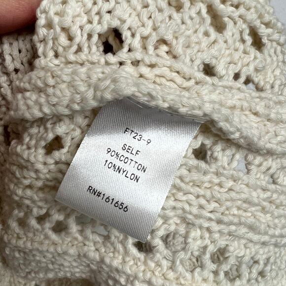 Like Love Cream Crochet Lace-Up Knit Sweater Medium - Picture 5 of 9